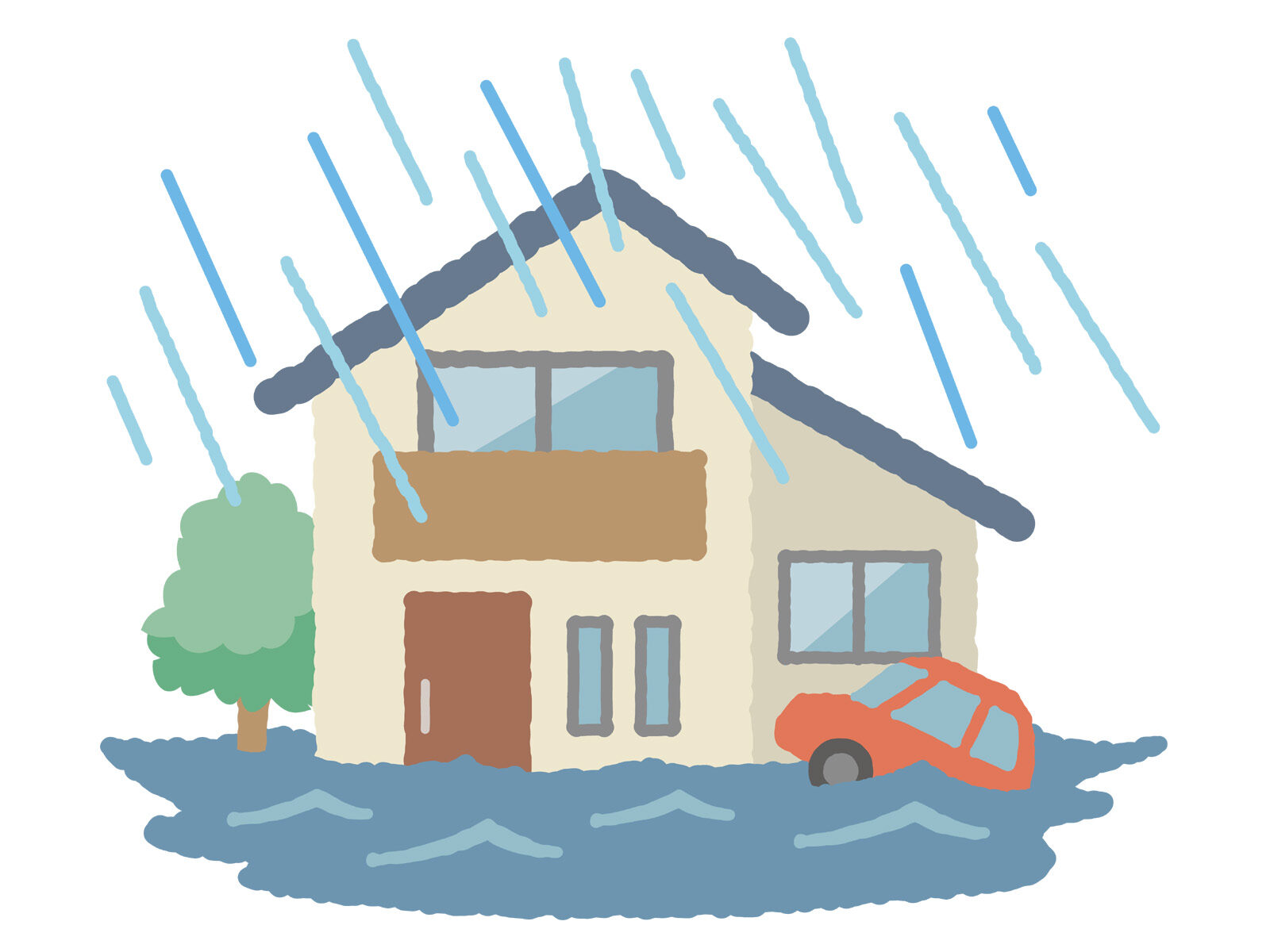 水害を受ける家