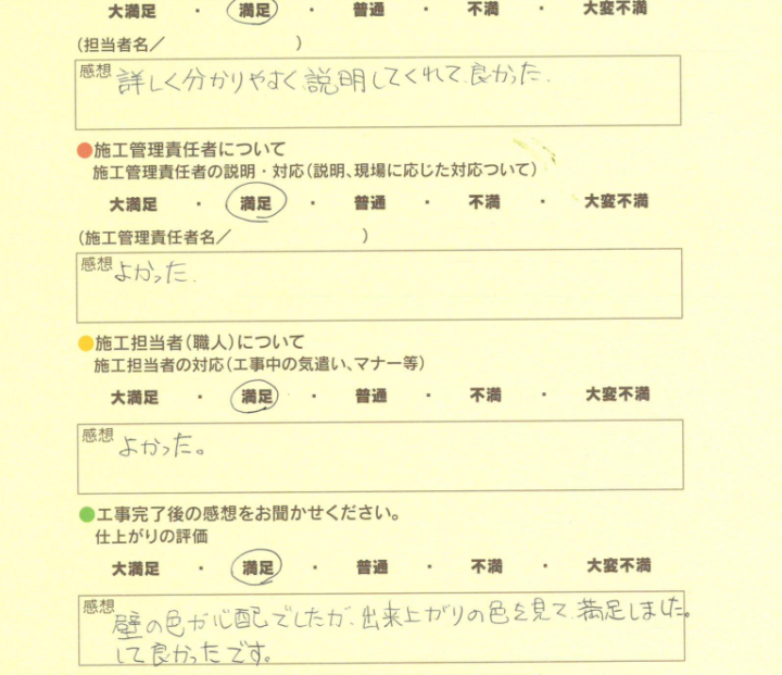 アンケート用紙