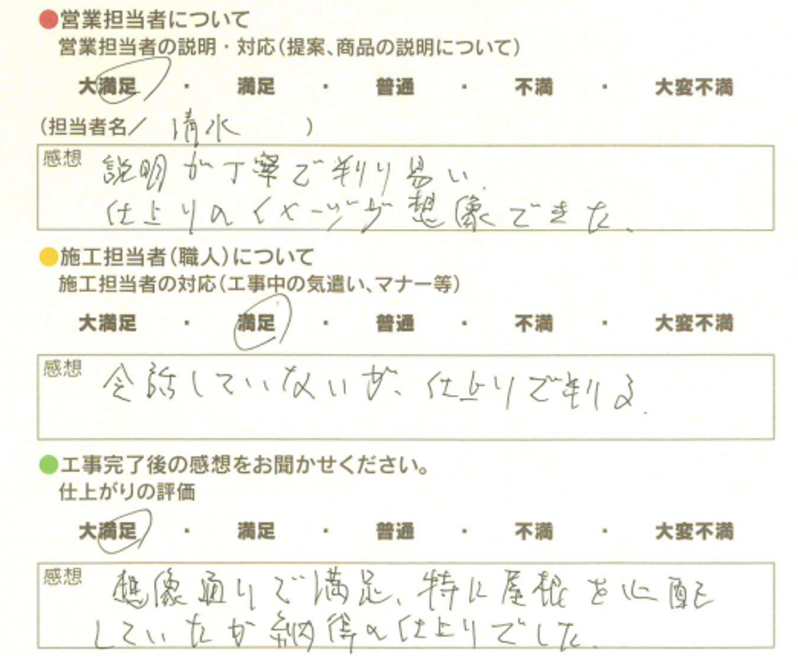 アンケート用紙