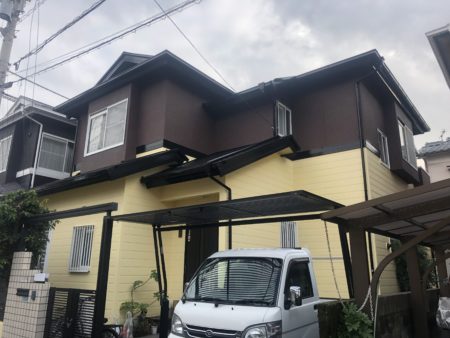 茶色×黄色の綺麗なコントラストに大変身！！　外壁塗装/屋根塗装/雨漏り専門店　スターペイント松山西ショールーム　2019/12/19
