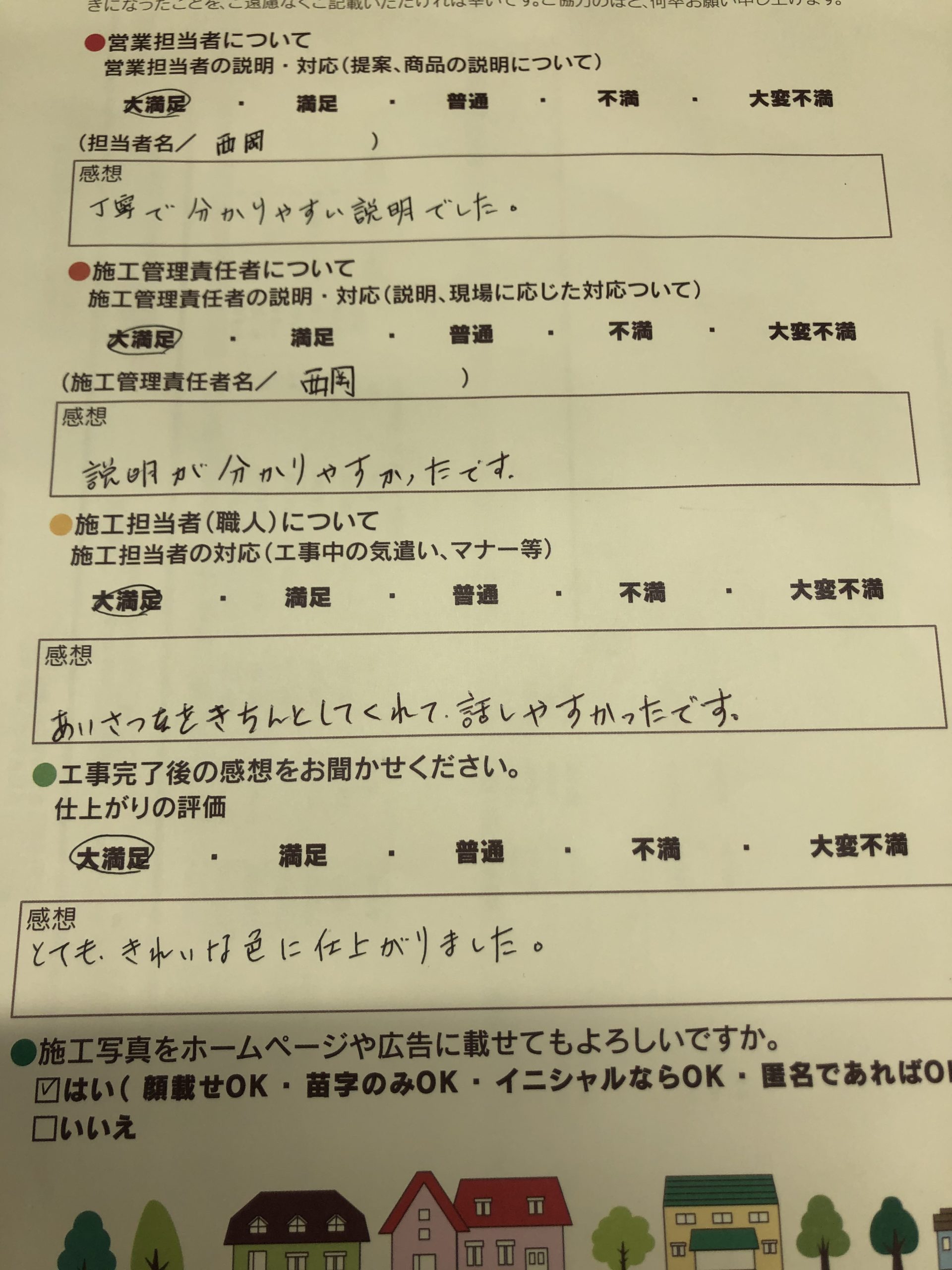 アンケート用紙