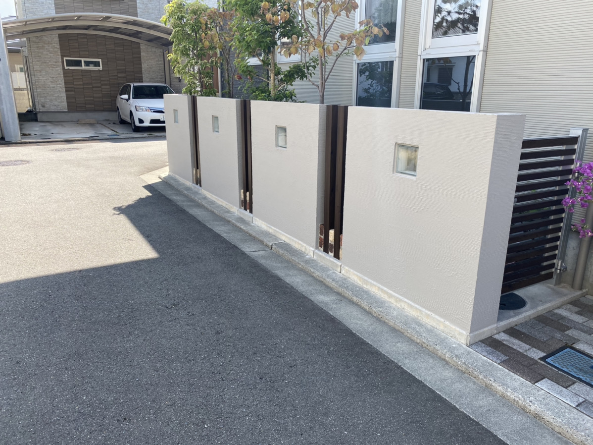 松山市　H.S様邸　塀塗装工事　2020/9/13