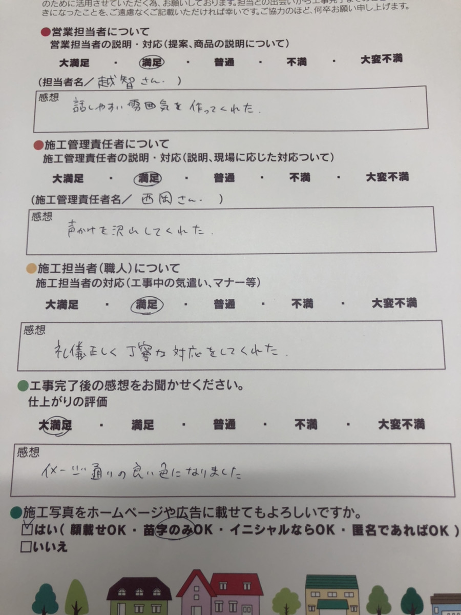 アンケート用紙
