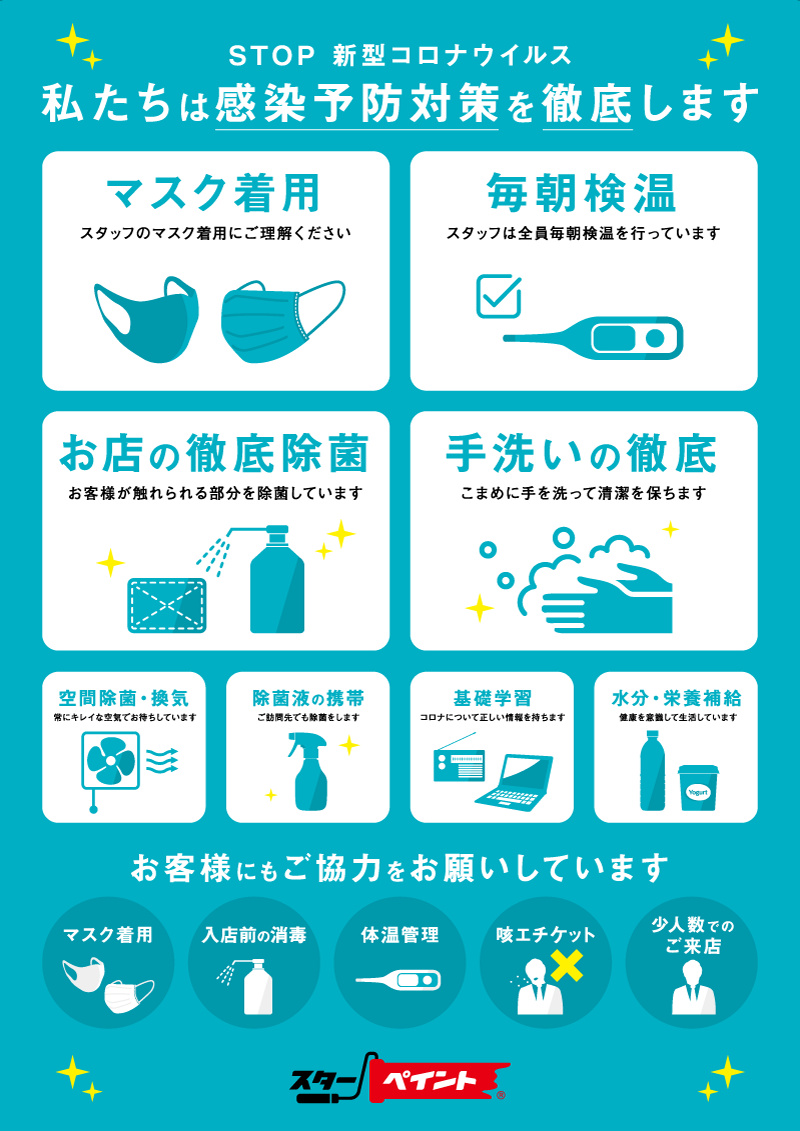 スターペイントの新型コロナウイルス感染対策について　福岡　外壁塗装　屋根塗装　防水工事　専門店　スターペイント