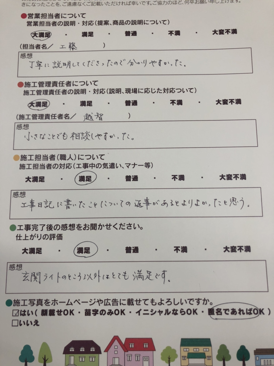 アンケート用紙