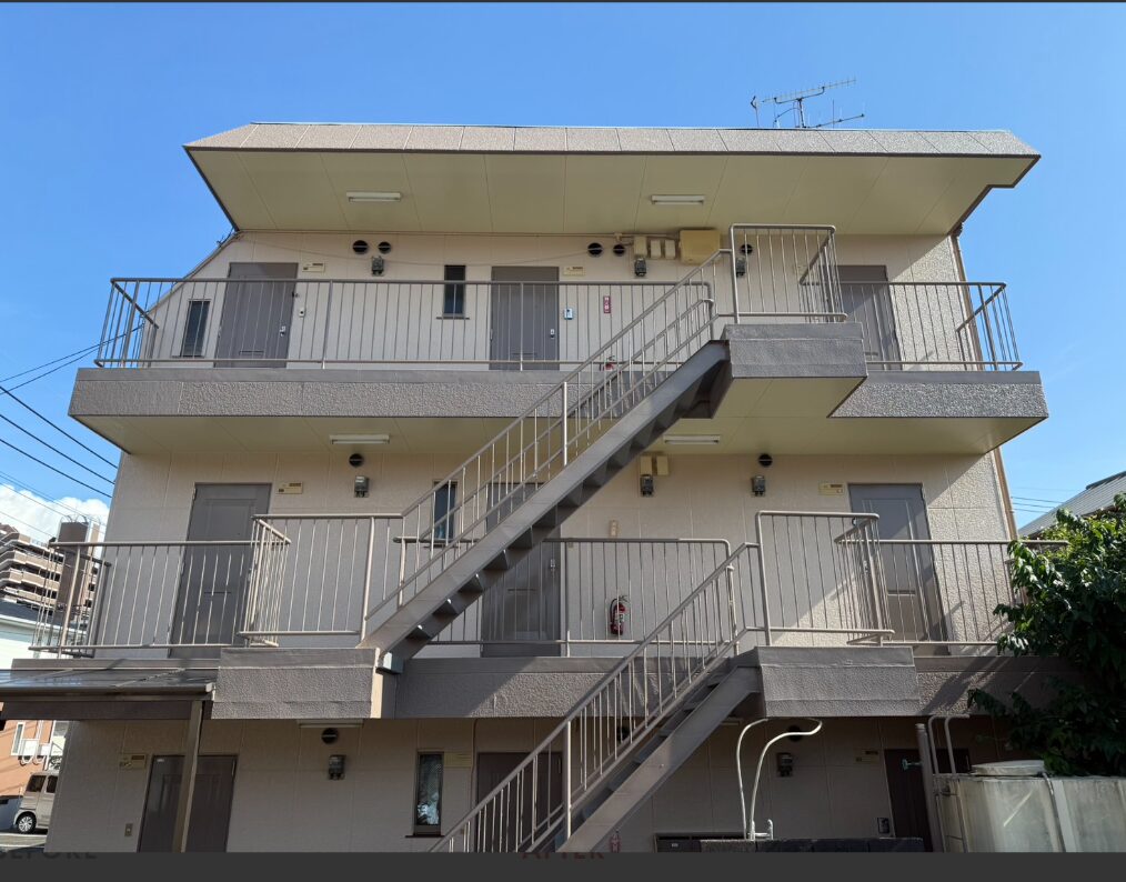 【熊本市中央区】築36年アパートの屋根・外壁塗装工事