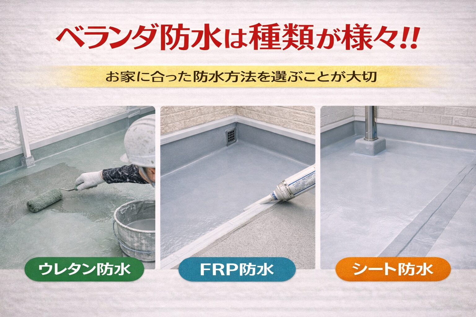 ベランダ防水は種類が様々！！｜お家に合った防水方法を選ぶことが大切