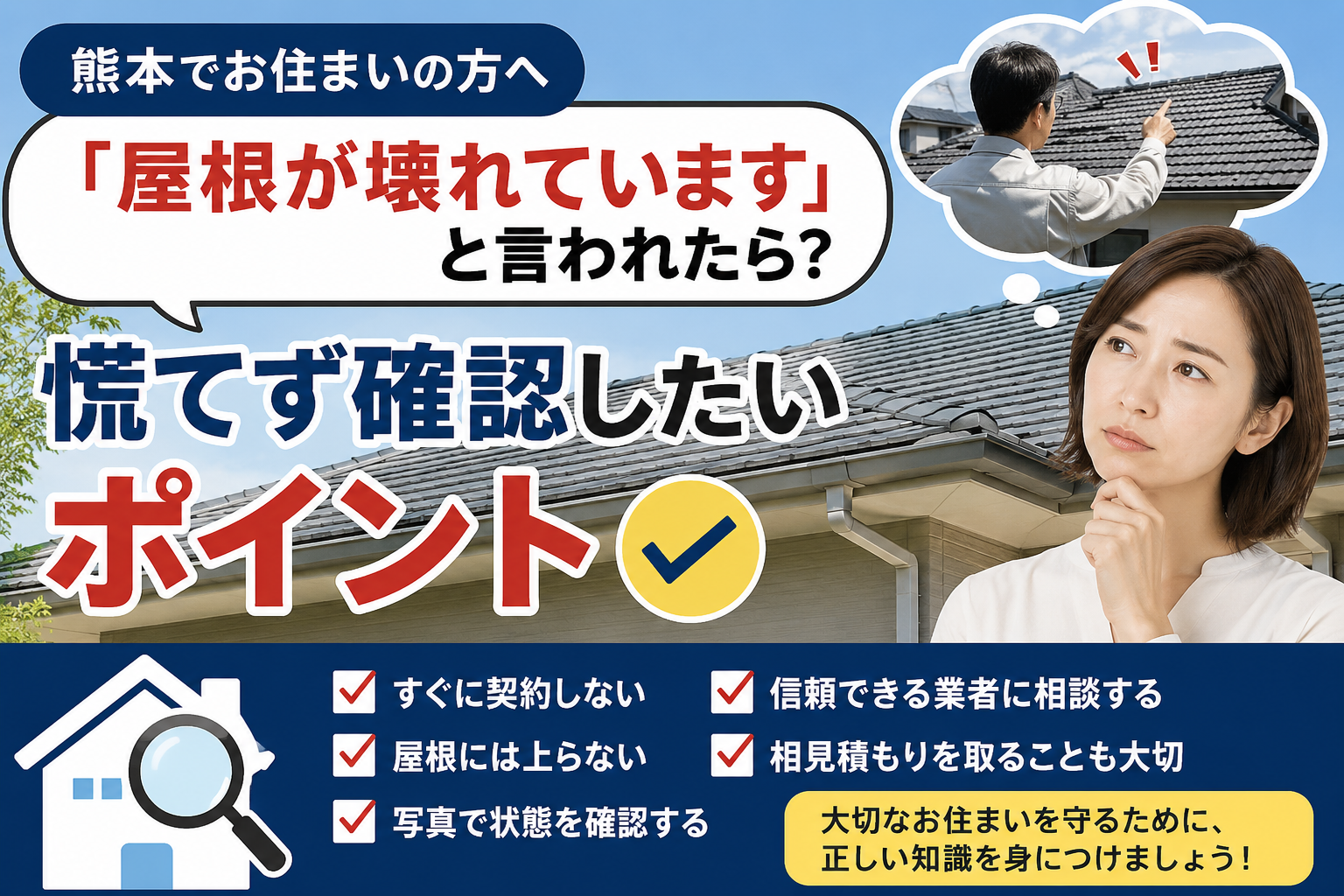 【「屋根が壊れています」と言われたら？慌てず確認したいポイント】